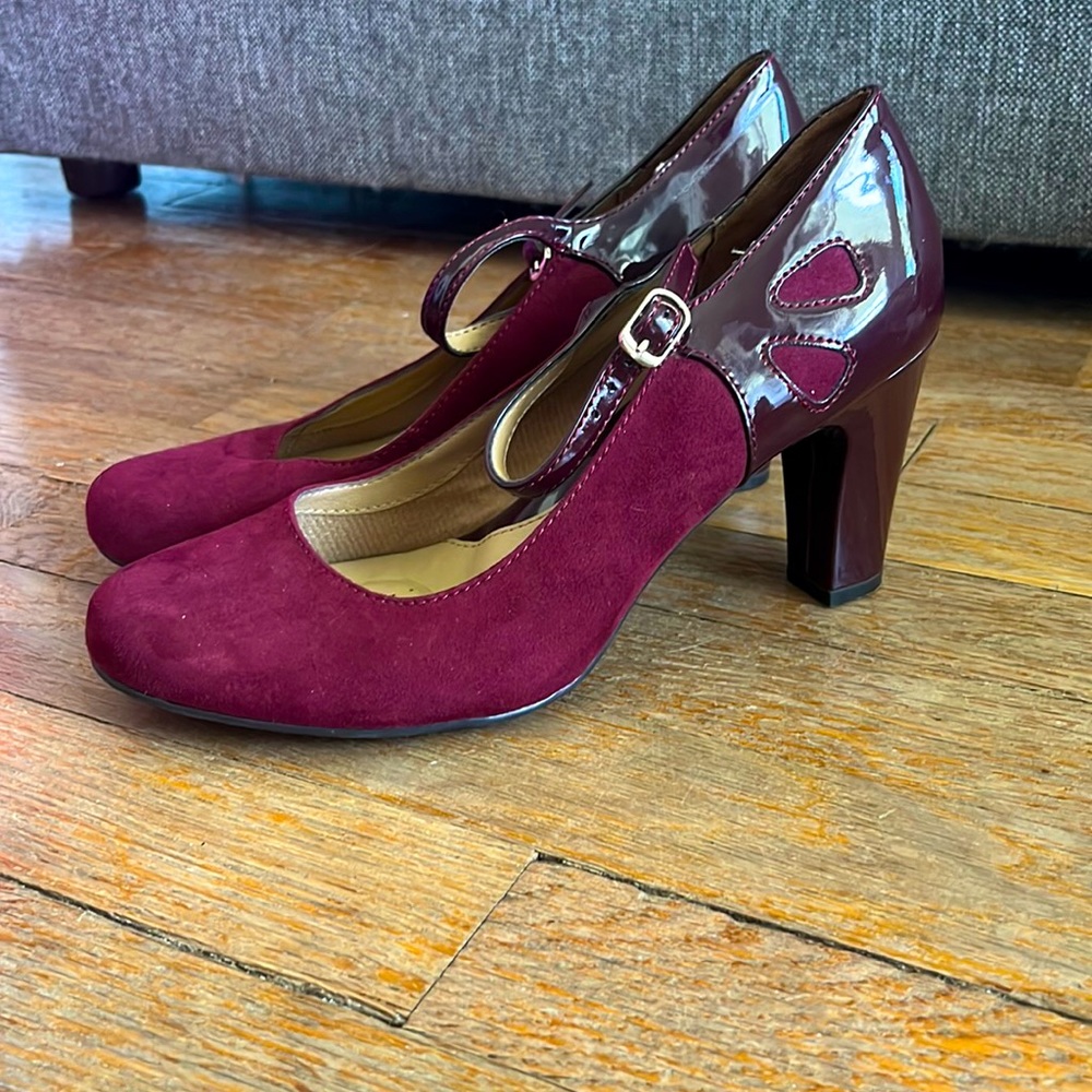 Swede and leather heels
